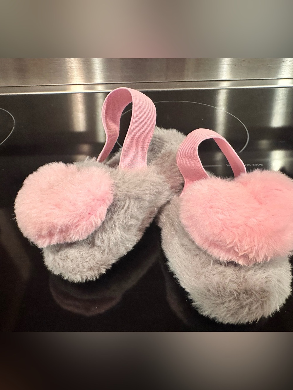 Kensie Girl Pink & Gray Faux Fur Pom Mittens